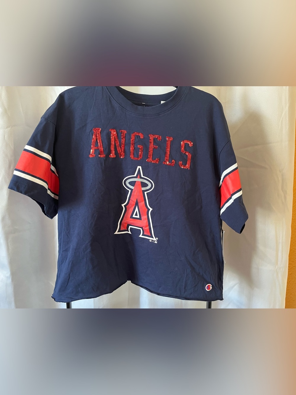 MLB Los Angeles Angels Women's Champion Sequin Print T-Shirt - Picture 6 of 9